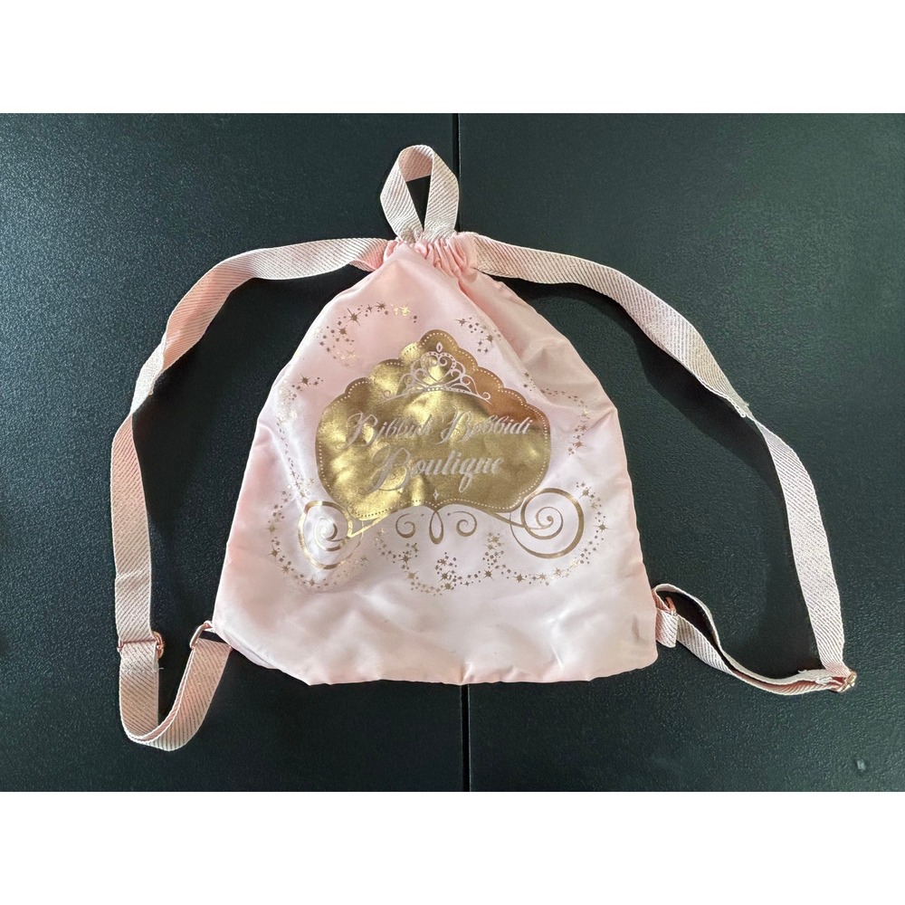 Disney Bibbidi Bobbidi Boutique Pink Gold Cinch Drawstring Backpack Bag